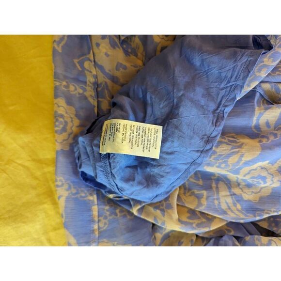 Free people Julianna chiffon maxi dress sz xs euc blue paisley print oversized - Picture 3 of 7